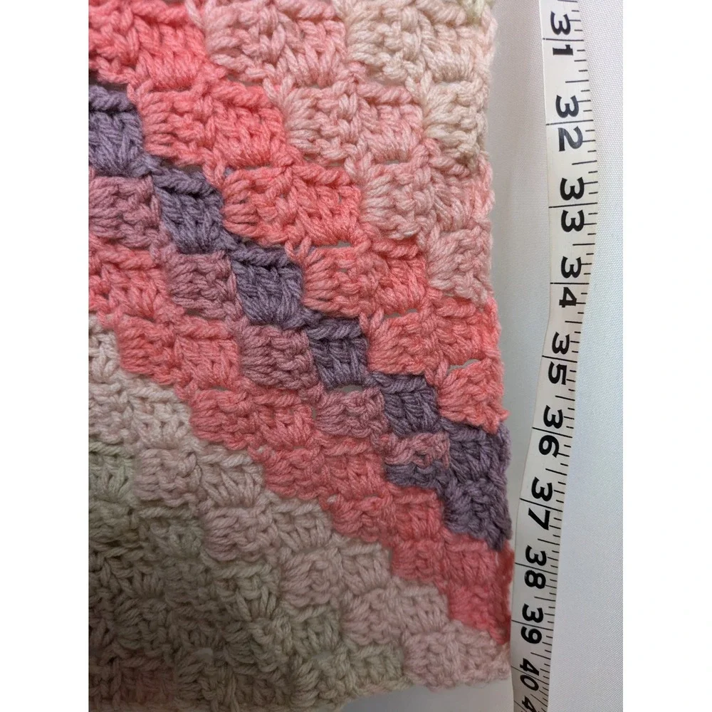 Handmade C2C Crochet Blanket‎ Throw Afghan Ombre Pink Cream Purple 40